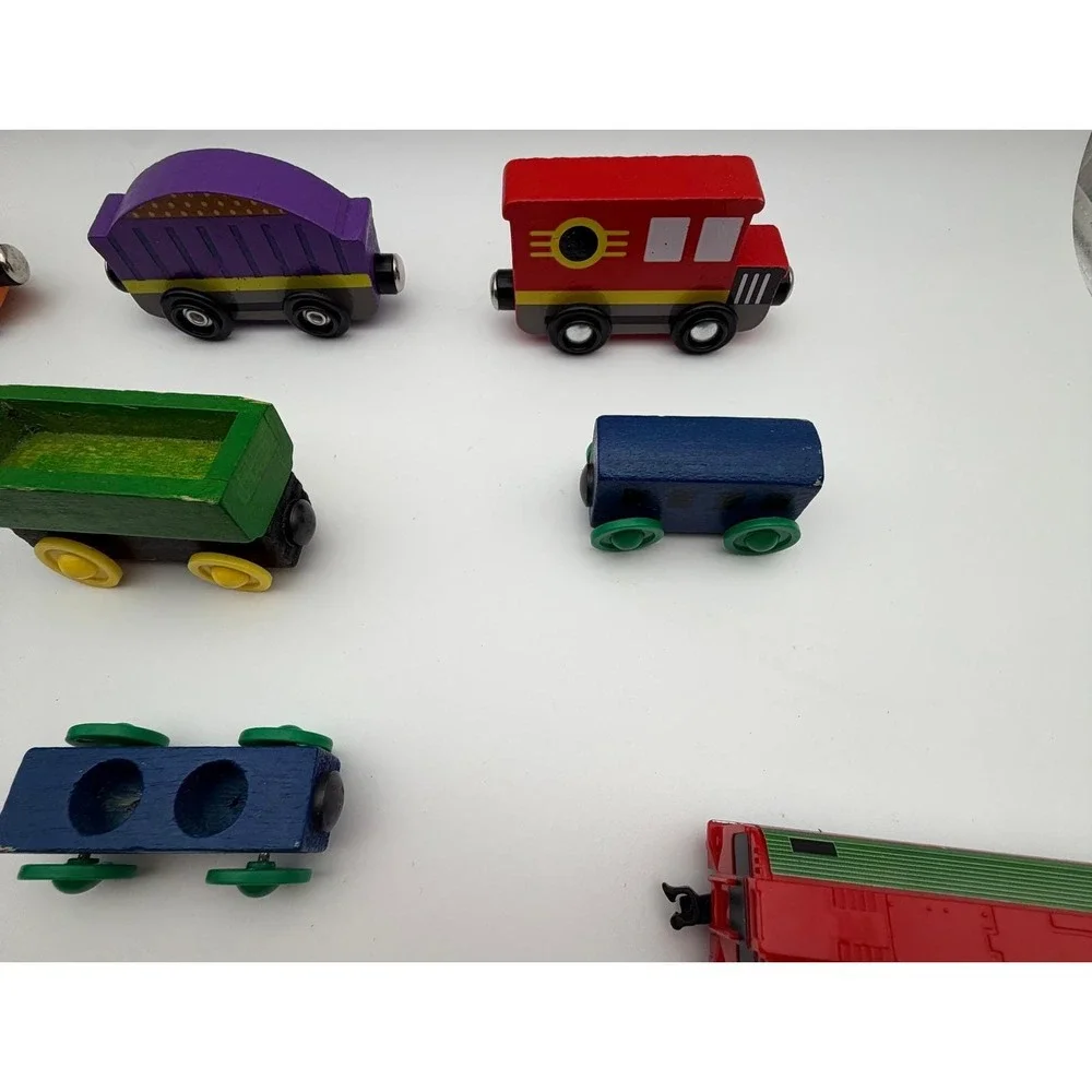 Mixed Toy Train Lot Wooden Magnetic & Plastic TMNT Raphael Subway Car H045